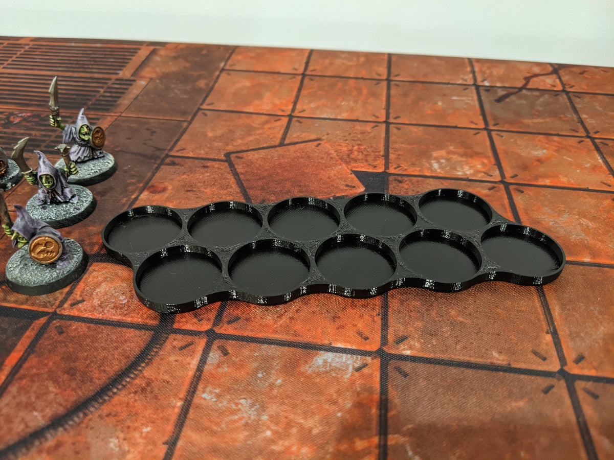 25mm Round Movement Trays - Infantry & Horde Formations (3D Printed) - 10 Model - 5x2 Line Formation Tray (Photo 10) | AusHobby