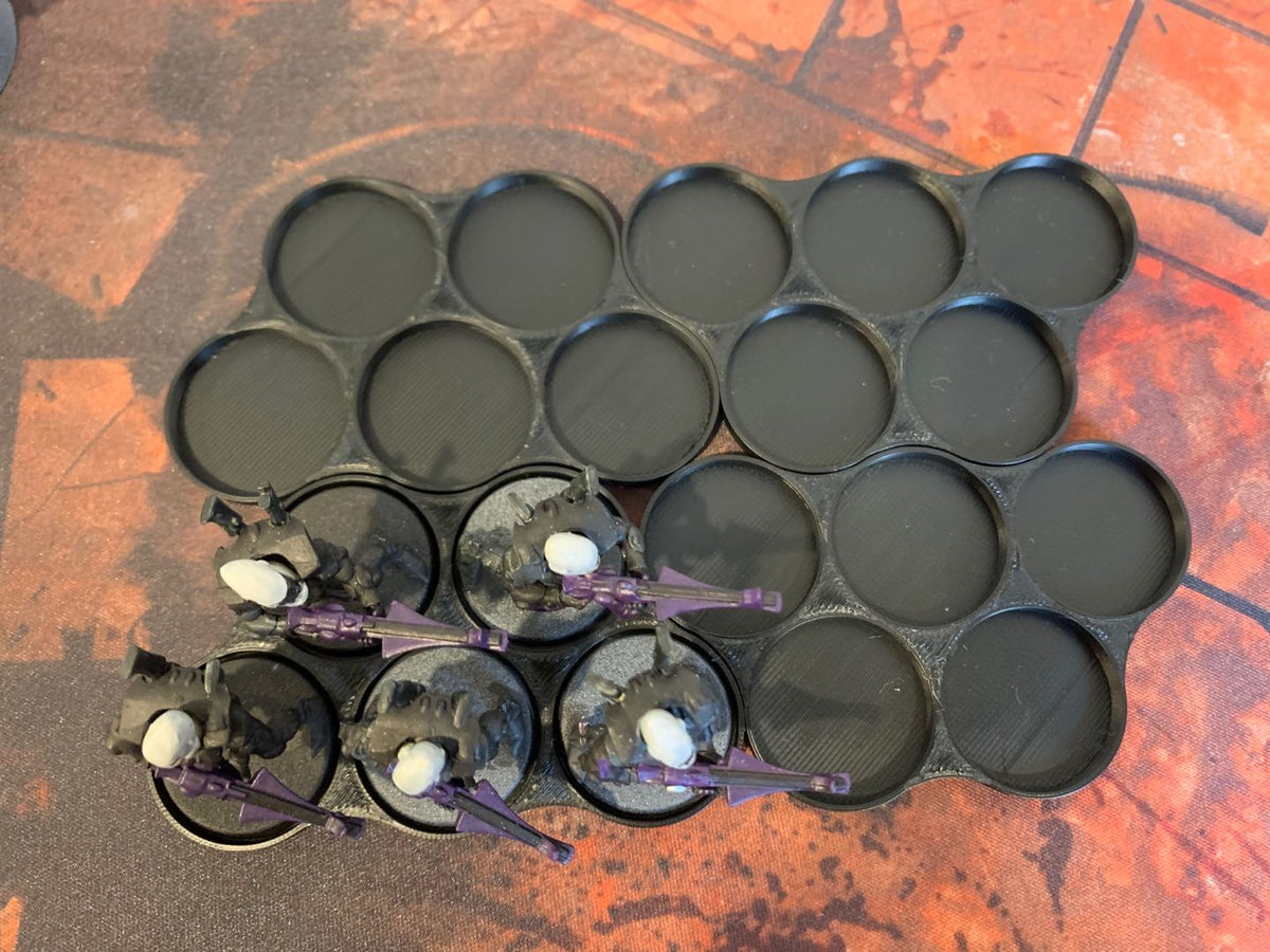 25mm Round Movement Trays - Infantry & Horde Formations (3D Printed) - 3D Printed PLA Squad Formation Layout View 4 | AusHobby
