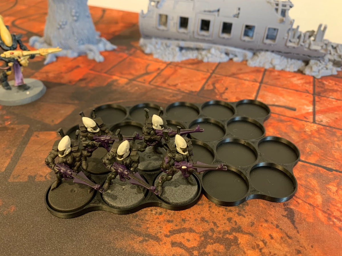 28mm Round Movement Trays - Skirmish & Squad Trays (3D Printed) - 3D Printed PLA Squad Formation Layout View 6 | AusHobby