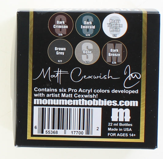 Monument Hobbies Pro Acryl Paint Set - Signature Series Set 4: Matt Cexwish (6 Colors, 22ml)