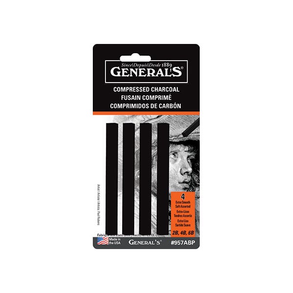 General Pencil Company: Compressed Charcoal Sticks (4 Pack) – #957ABP