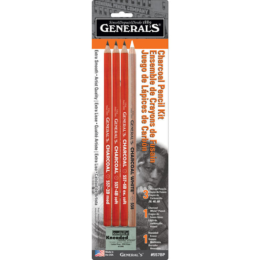 General Pencil Company: Charcoal Pencil Kit (#557BP) – 5 Piece Set