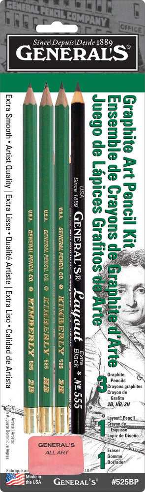 General Pencil Company: Kimberly Graphite Art Pencil Kit (#525BP) – 5 Piece Set