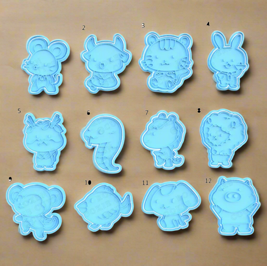 Chinese Lunar New Year Zodiac Cookie Cutter & Embosser Cutter 2pce