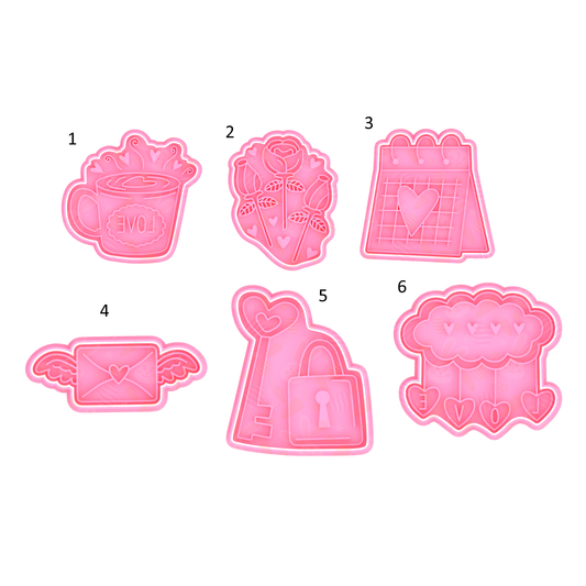Valentines Love Themed Cookie Cutter & Embosser 2pce Set