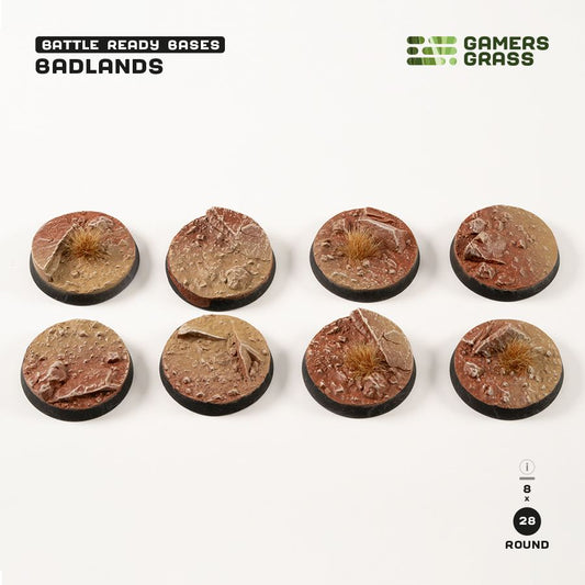 Gamers Grass - Badlands Bases - Round 32mm (x8) (GGB-BLR32)