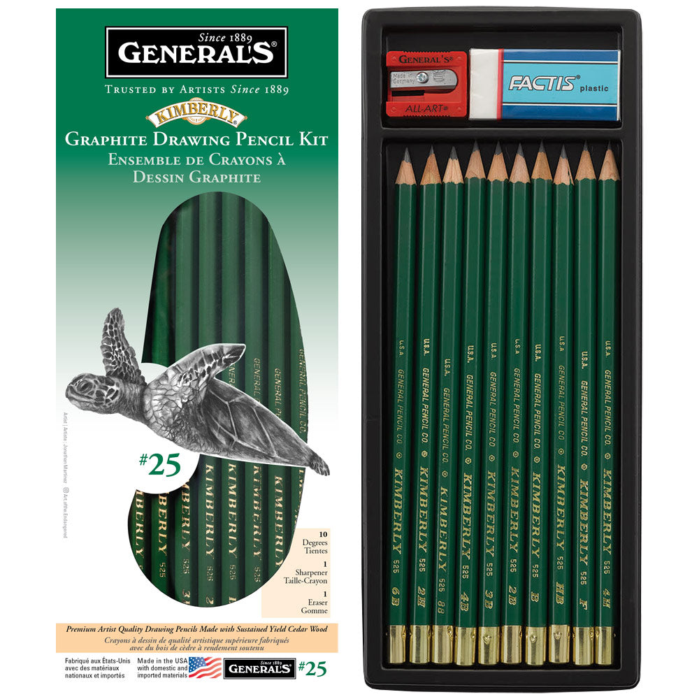 General Pencil Company: Kimberly Graphite Drawing Pencil Kit (#25) – 12 Piece Set
