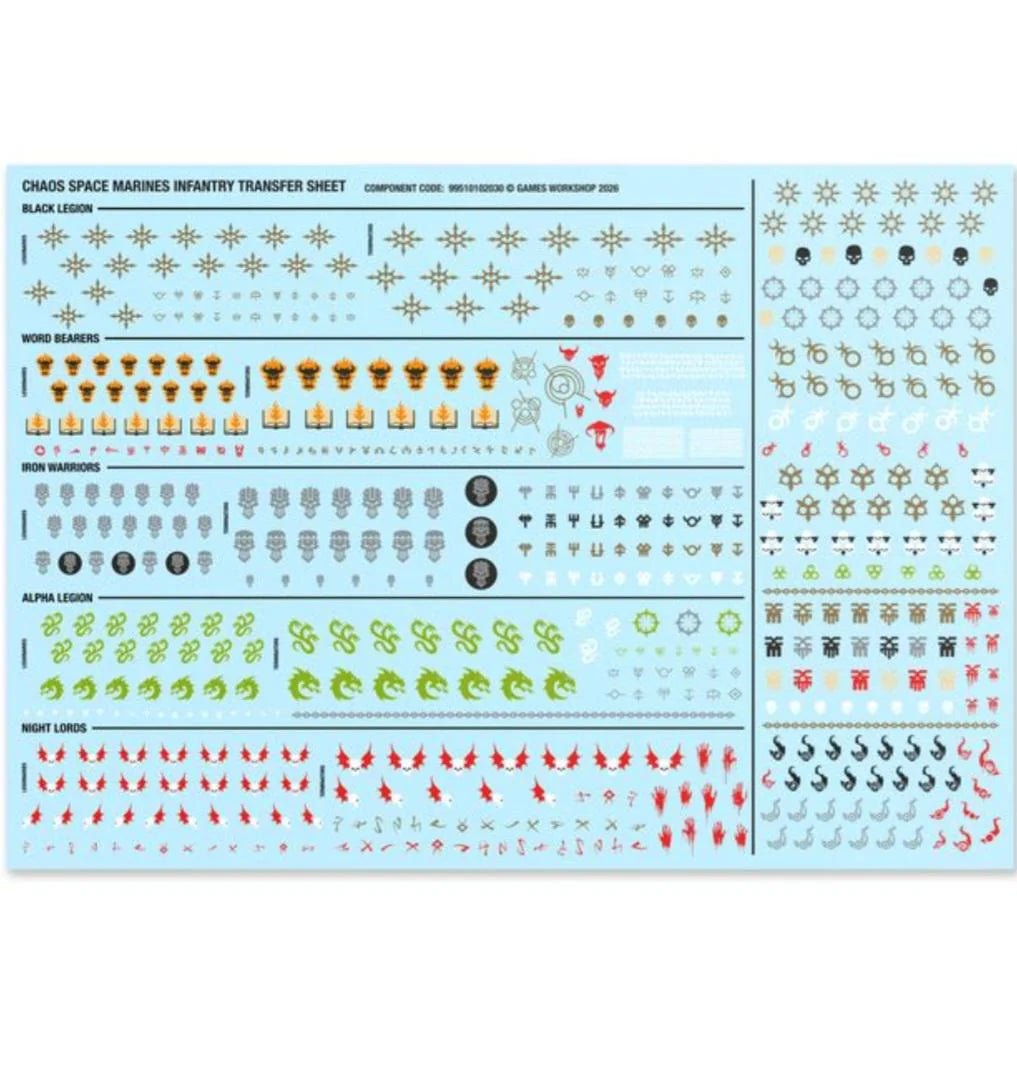 Warhammer 40k Chaos Space Marine Decal Transfer Sheets