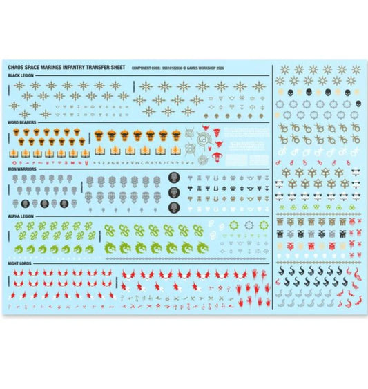 Warhammer 40k Chaos Space Marine Decal Transfer Sheets