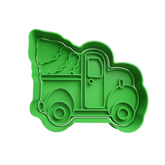 Truck with Christmas Tree Cookie Cutter - 3D printed Christmas cookie cutter