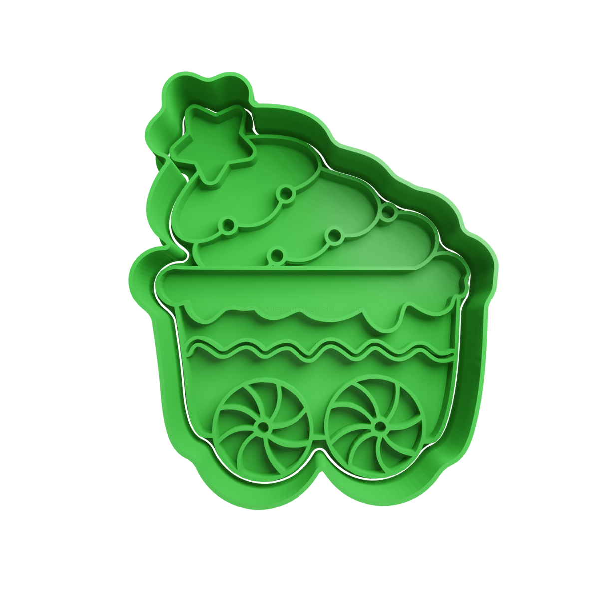 Cart with Christmas Tree Cookie Cutter - 3D printed Christmas cookie cutter