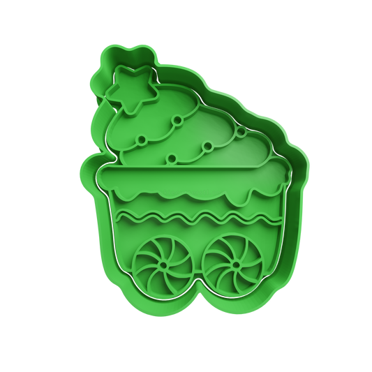 Cart with Christmas Tree Cookie Cutter - 3D printed Christmas cookie cutter