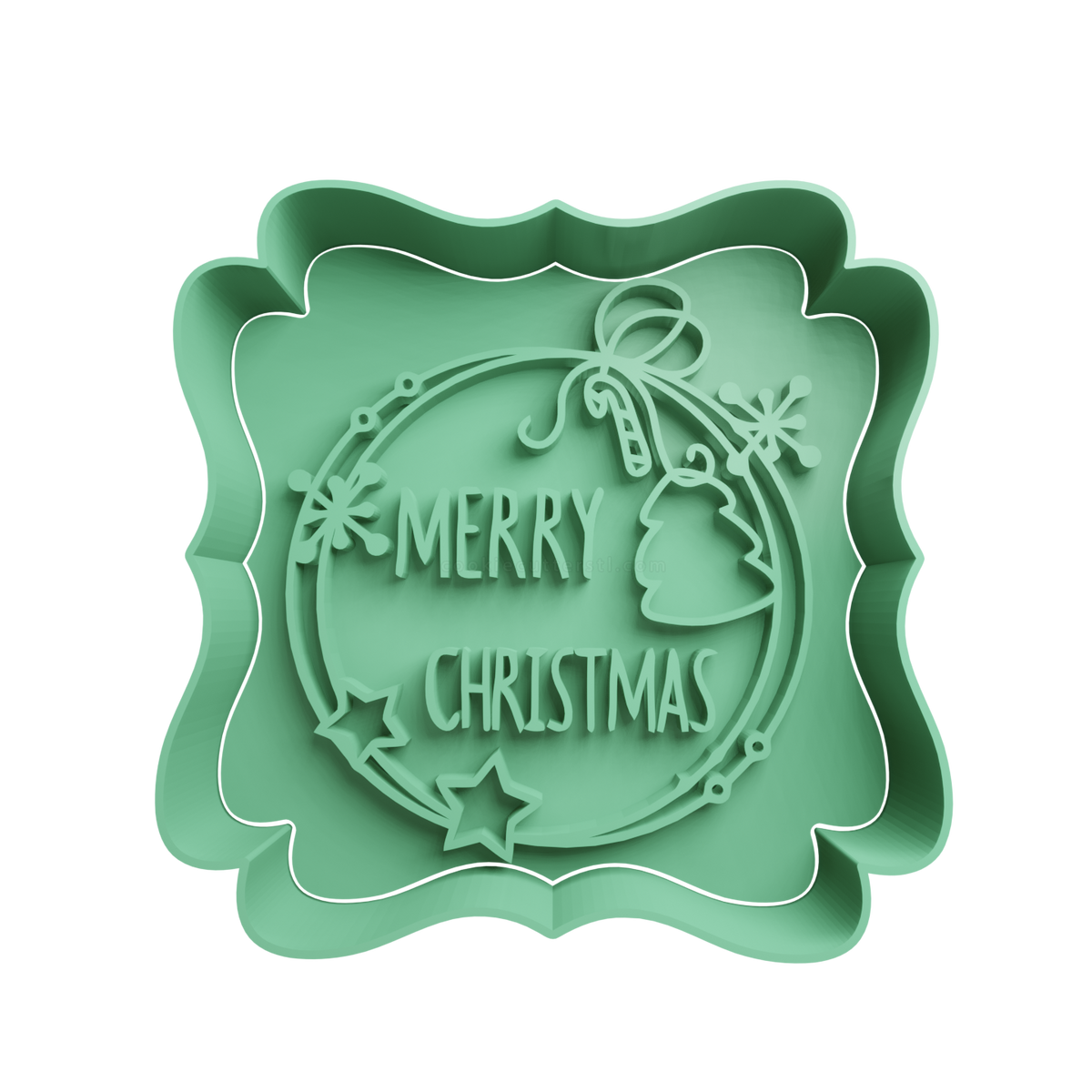 Merry Christmas Cookie Cutter - Style 5 - 3D printed Christmas cookie cutter
