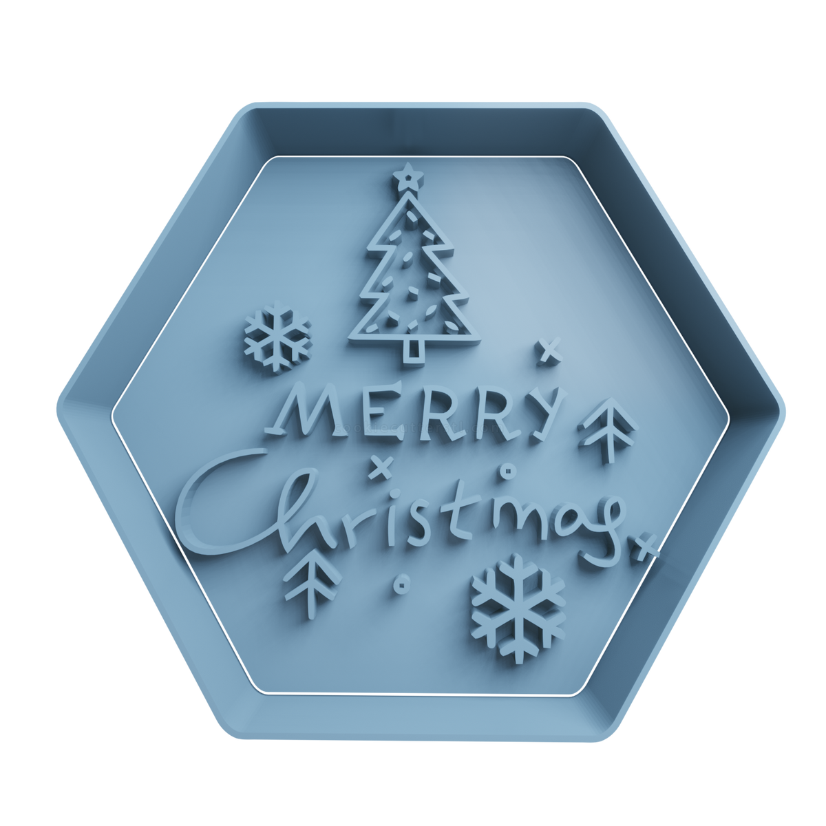Merry Christmas Cookie Cutter - Style 4 - 3D printed Christmas cookie cutter
