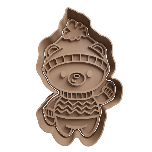Christmas Bear Cookie Cutter - 3D printed Christmas cookie cutter