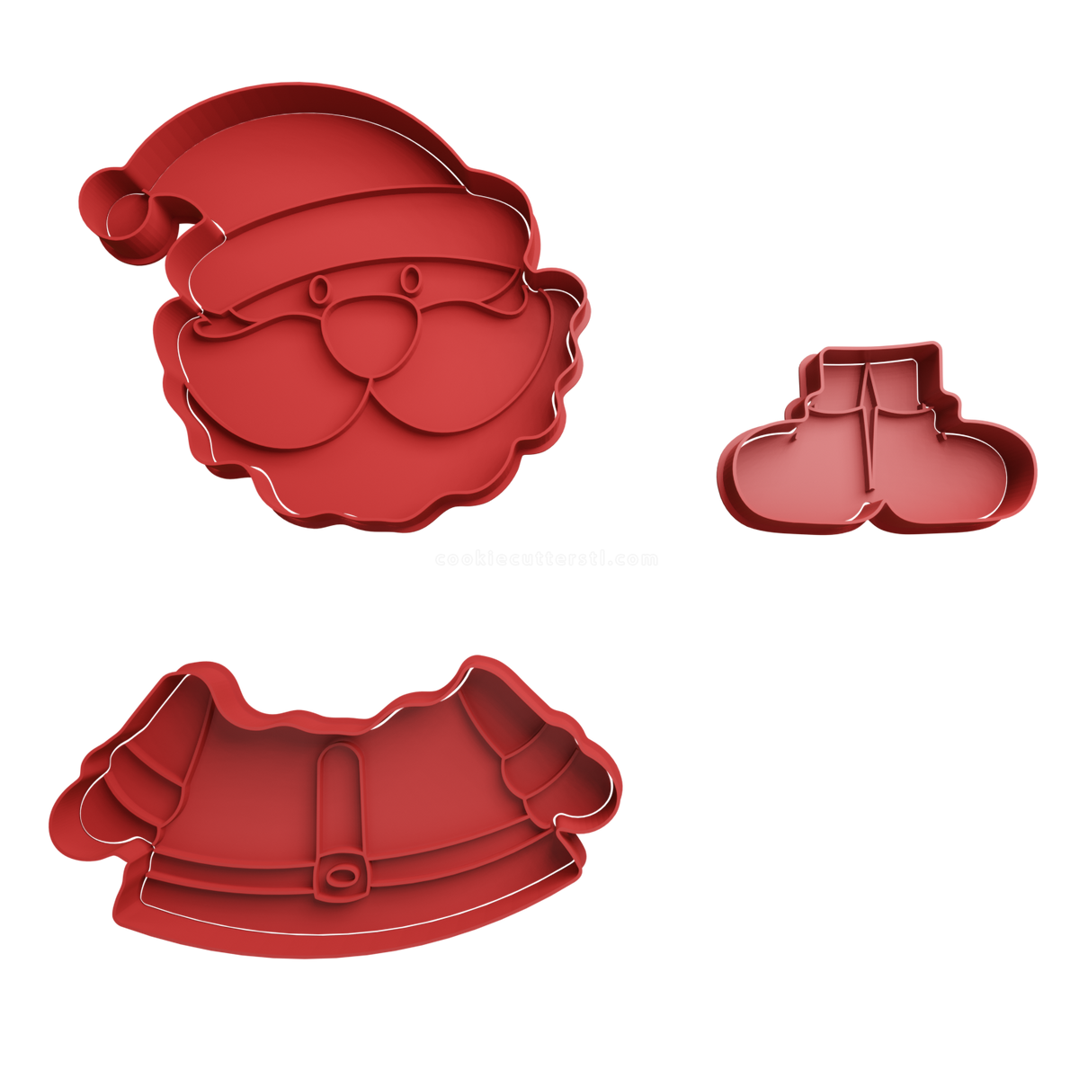 Santa Claus Cookie Cutter - Style 1 - 3D printed Christmas cookie cutter