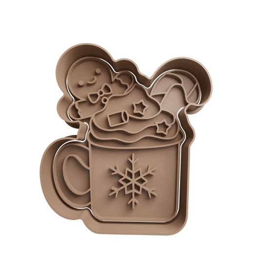 Cup with Gingerbread Man Cookie Cutter - 3D printed Christmas cookie cutter