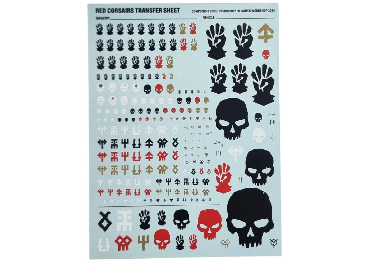 Warhammer 40k Red Corsairs Decal Transfer Sheet