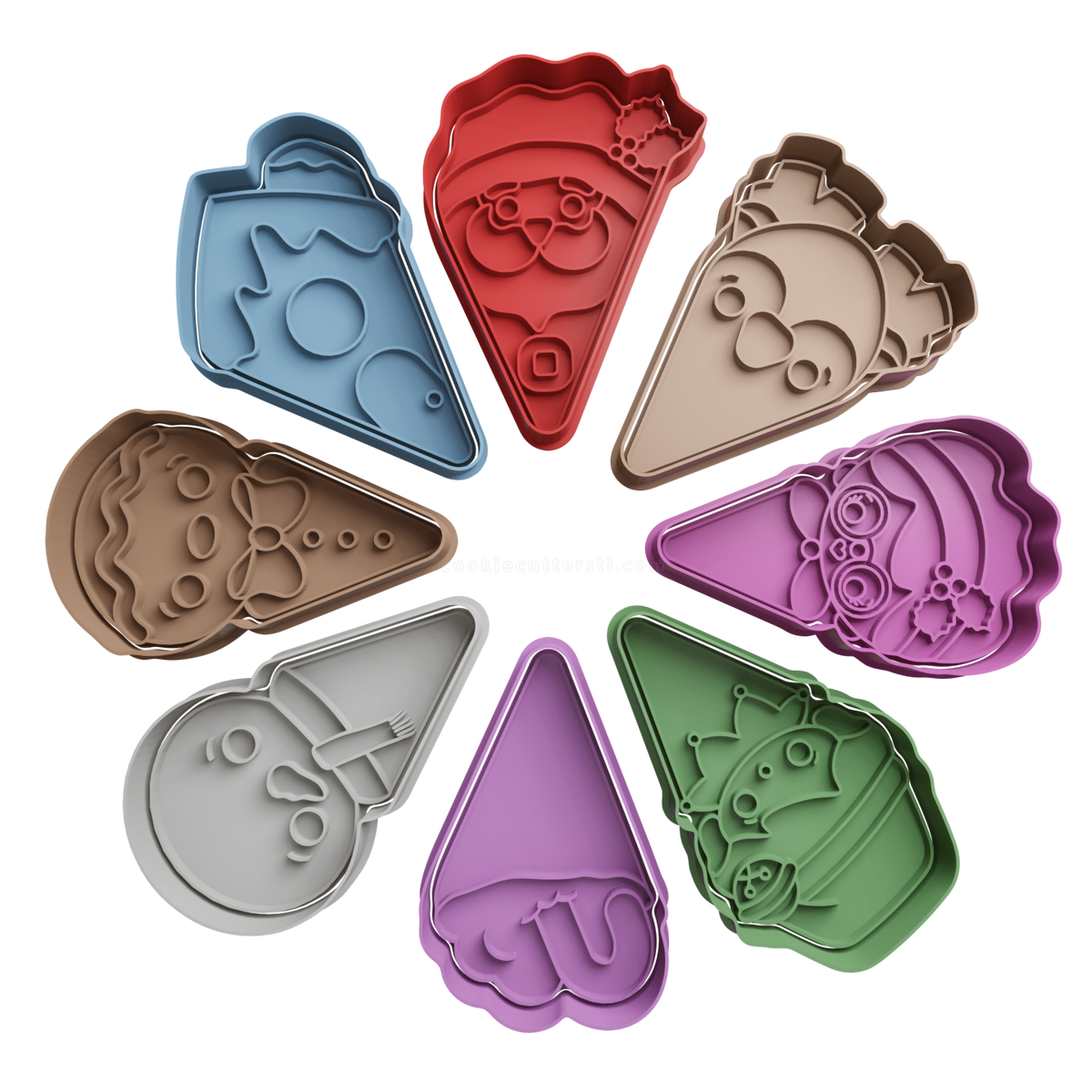 Set Christmas Pizza Cookie Cutter - 3D printed Christmas cookie cutter