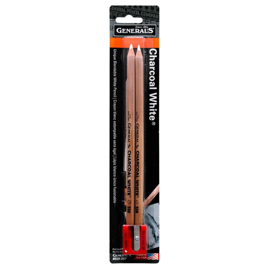 General Pencil Company: Charcoal White® Pencils (2 Pack + Sharpener) – #558BP