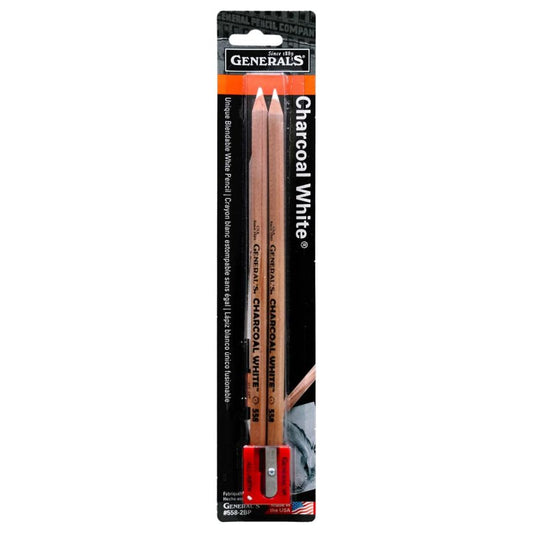 General Pencil Company: Charcoal White® Pencils (2 Pack + Sharpener) – #558BP