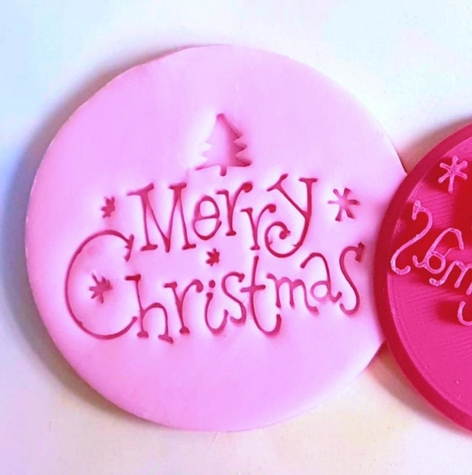 Merry Christmas Cookie Cutter Biscuit Fondant Baking Cake Embosser Set