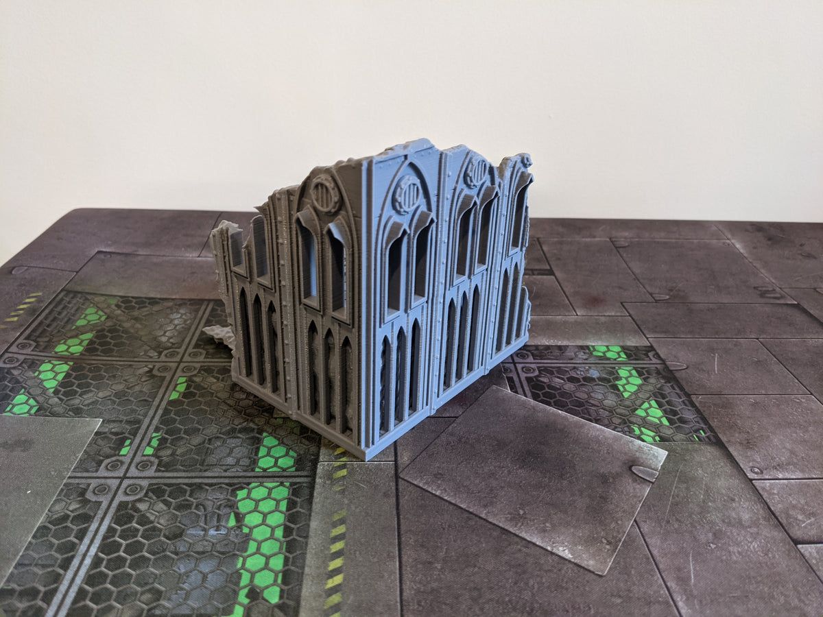 Warhammer 40k AOS Terrain Ruins With Platform Corner Gothic Themed - Waylayer