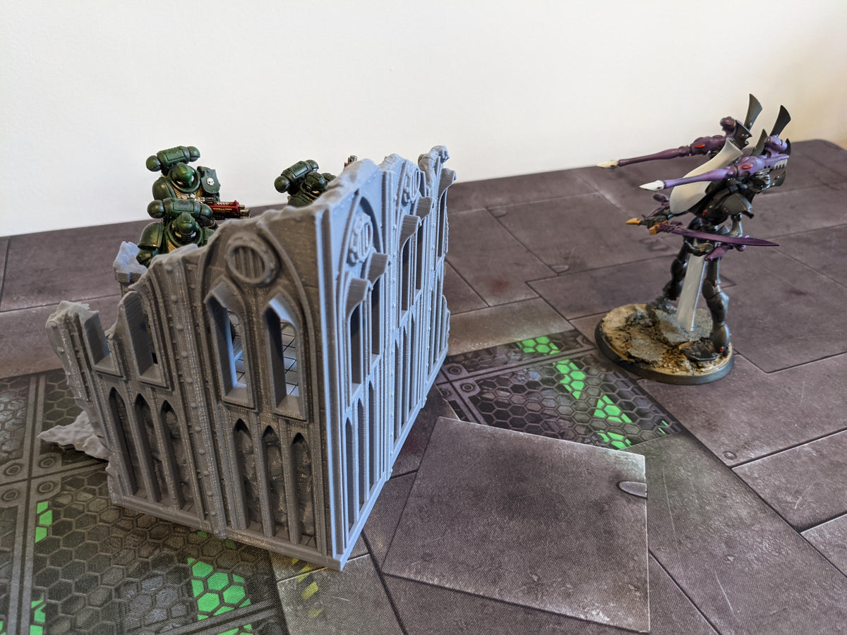 Warhammer 40k AOS Terrain Ruins With Platform Corner Gothic Themed - Waylayer