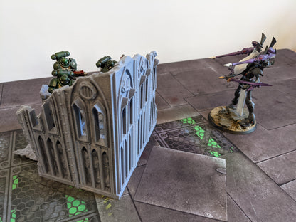 Warhammer 40k AOS Terrain Ruins With Platform Corner Gothic Themed - Waylayer