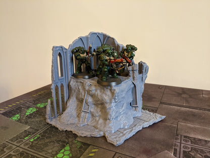 Warhammer 40k AOS Terrain Ruins With Platform Corner Gothic Themed - Waylayer