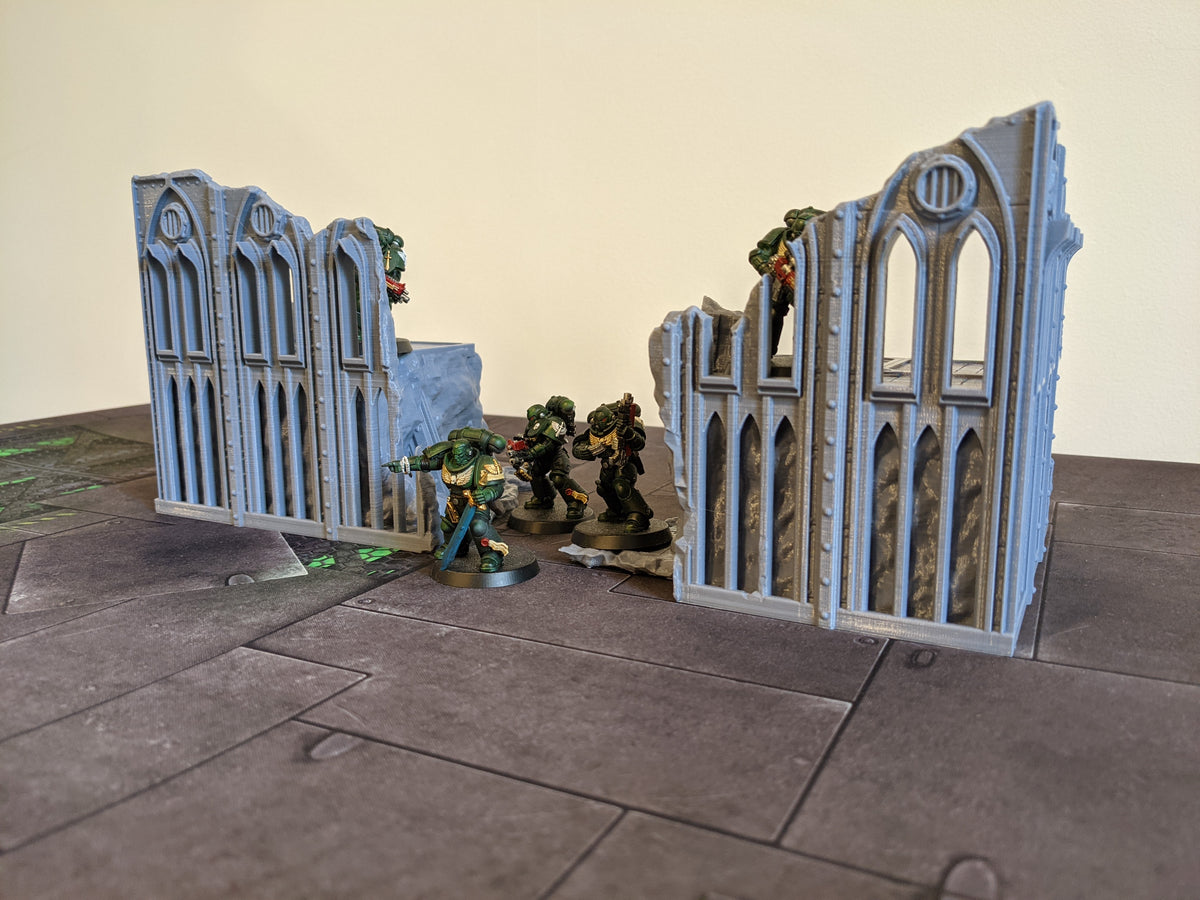 Warhammer 40k AOS Terrain Ruins With Platform Corner Gothic Themed - Waylayer