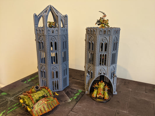 Warhammer 40k Modular Gothic tower terrain large octagonal shaped
