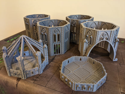 Warhammer 40k Modular Gothic tower terrain large octagonal shaped