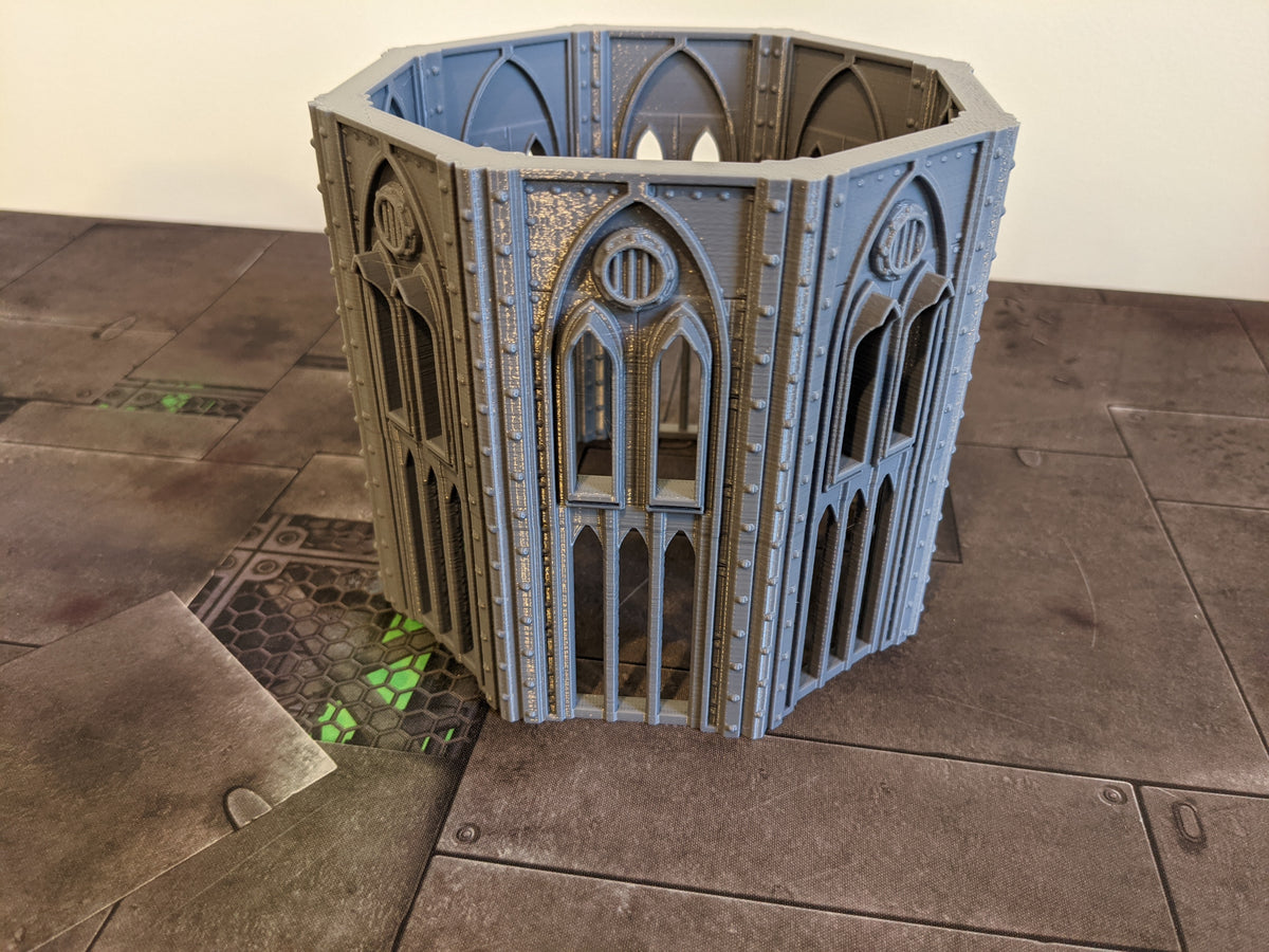 Warhammer 40k Modular Gothic tower terrain large octagonal shaped